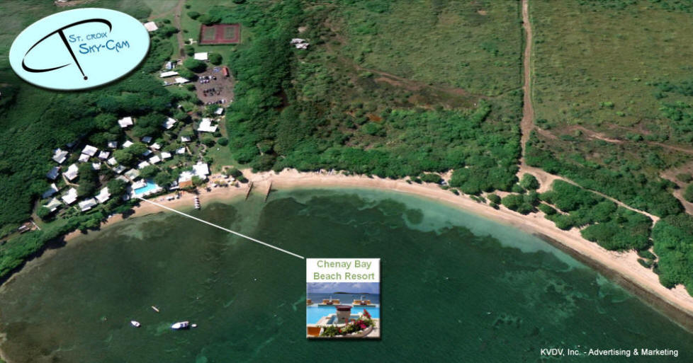 Aerial view of Chenay Bay, St. Croix