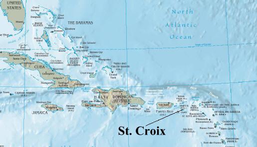 Caribbean Map showing St. Croix's location