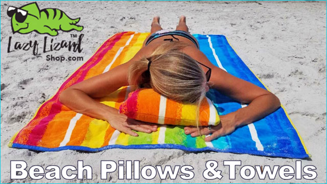 Lazy Lizard Beach Pillows & Towels
