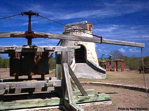 Whim Plantation Museum, St. Croix - Mule powered sugarcane grinder.